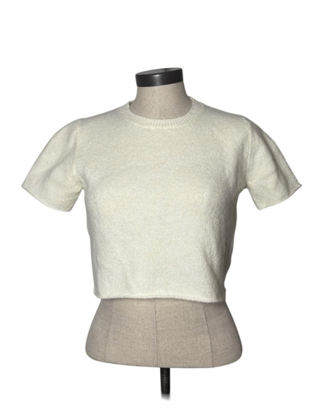 Et Clet Cream Cropped Knit Top Soft Stretch Coquette Cottagecore L